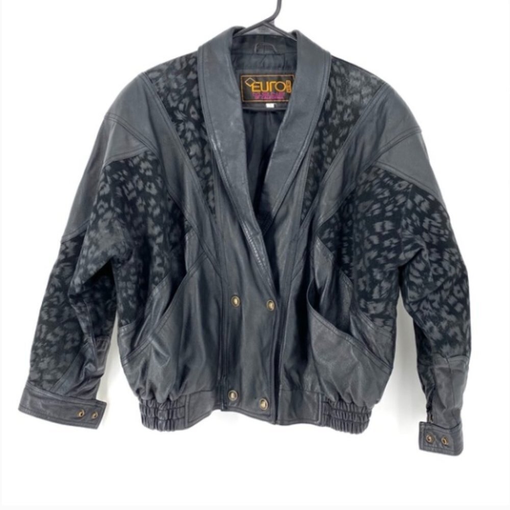 Euro Mond Women's Batwing Sleeves Leather Jacket - L